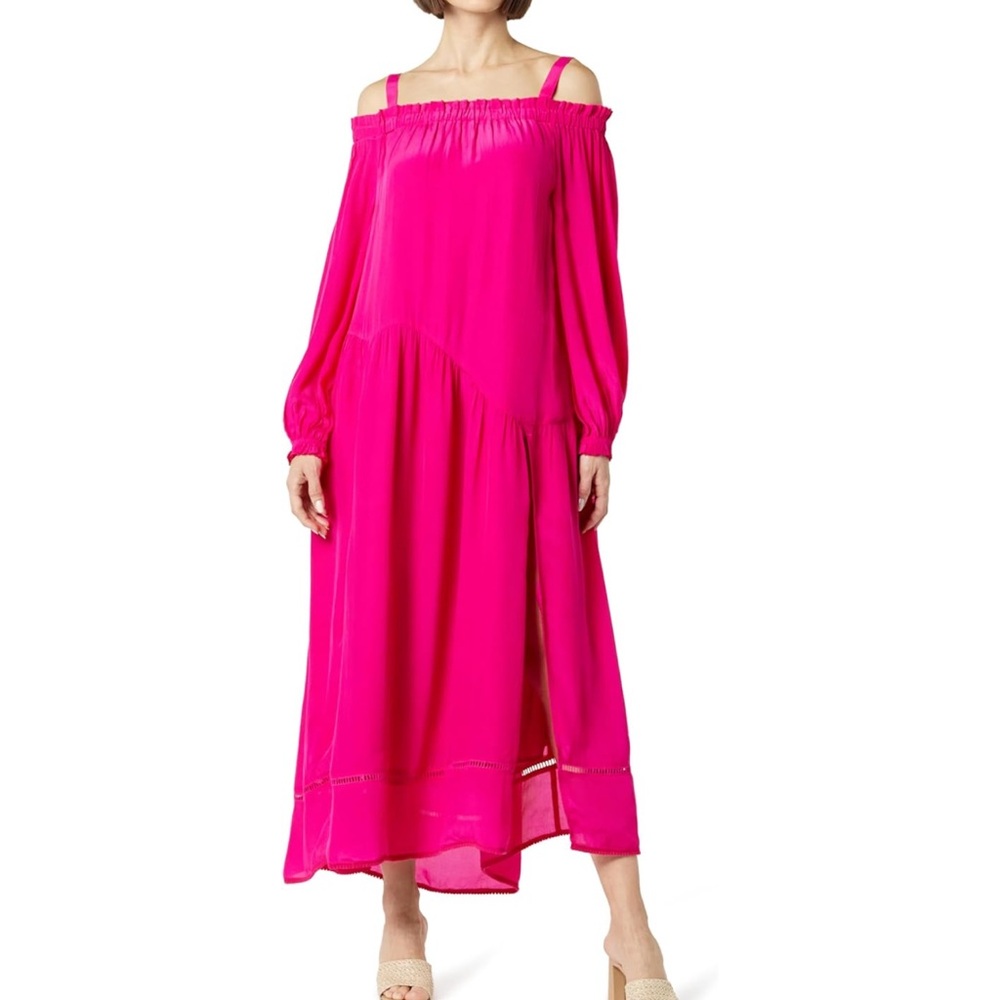 The Drop Long Sleeve Convertible Strapless Tiered Maxi Dress Size M